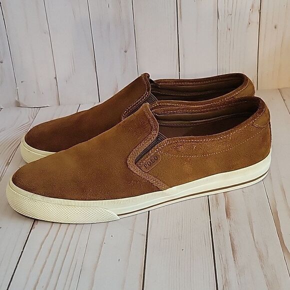Polo Ralph Lauren Men Vaughn II slip on sneaker size Brown Suede Size 10.5 - Picture 4 of 12